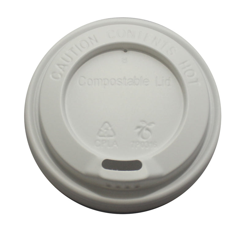 8oz Compostable take away cup lids white (1000pk)