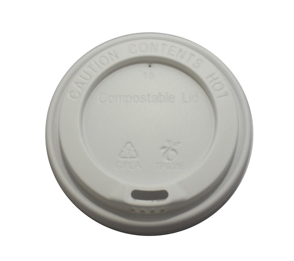 12oz to 16oz Compostable take away cup lids white (1000pk)