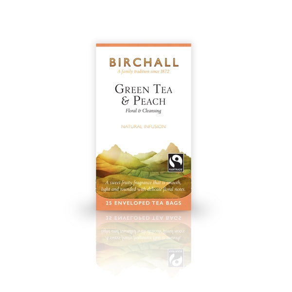 Birchall Green Tea & Peach 25 Tagged & Enveloped Tea Bags
